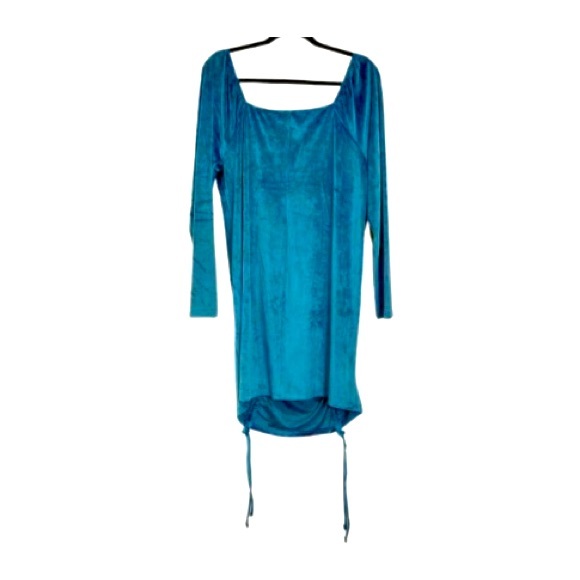 SO (Sonoma) Goods for Life Teal Velour Square Neck Ruched Dress - Size XL - Picture 6 of 9